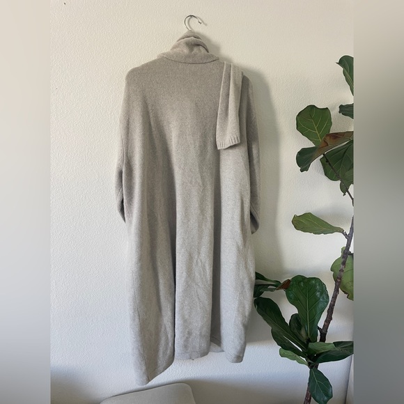lauren Ralph Lauren Merino Wool Angora gRAY Cardigan Coatigan Scarf 3X - Picture 3 of 8